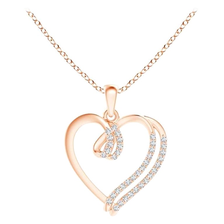 ANGARA Ciondolo a cuore con doppio strato di diamanti naturali da 0,1 carati in oro rosa 14K