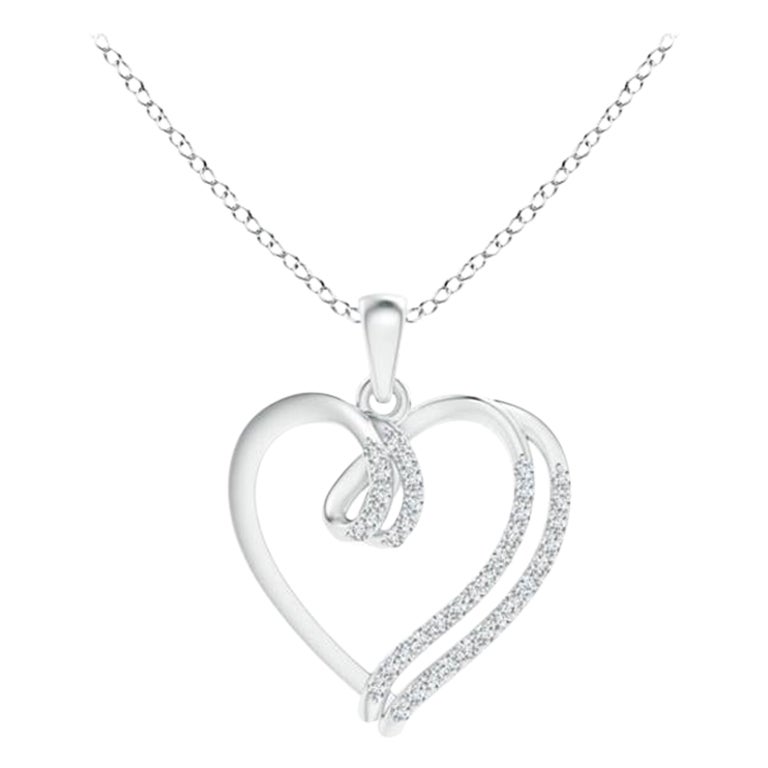 ANGARA Colgante de corazón de doble capa con diamante natural de 0,1 ctw en platino