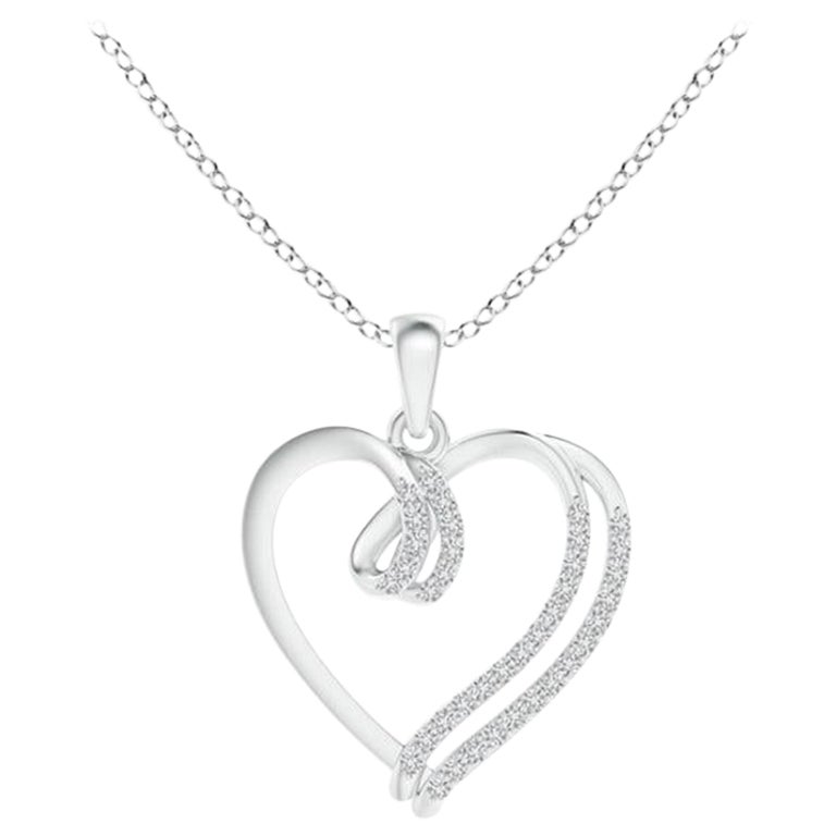 ANGARA Colgante de corazón de doble capa con diamante natural de 0,1 ctw en platino