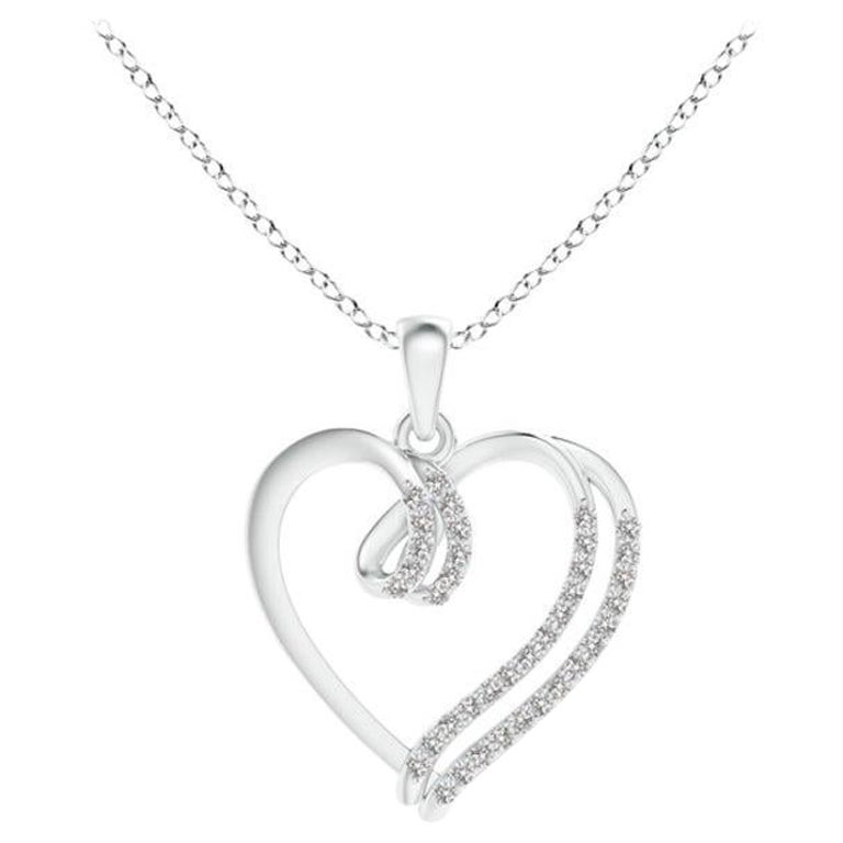 ANGARA Colgante de corazón de doble capa con diamante natural de 0,1 ctw en platino