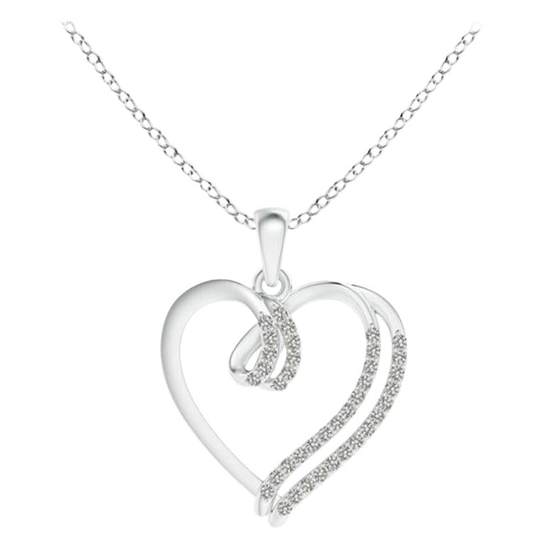 ANGARA Colgante de corazón de doble capa con diamante natural de 0,1 ctw en platino