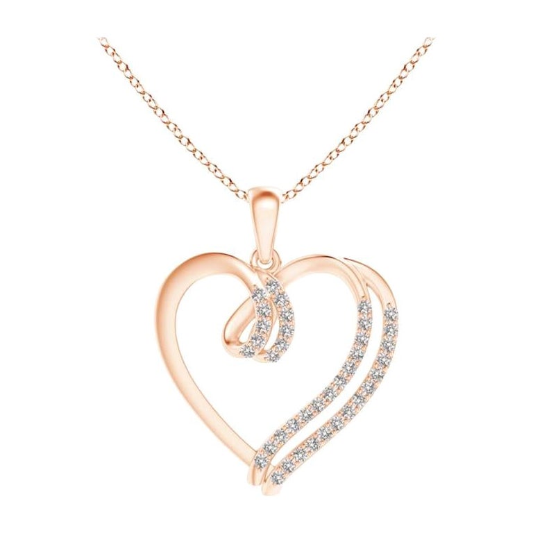 ANGARA Ciondolo a forma di cuore con doppio strato di diamanti naturali da 0,25 carati in oro rosa 14K