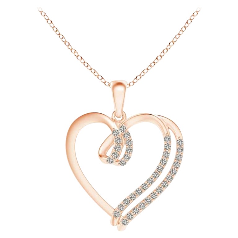 ANGARA Ciondolo a forma di cuore con doppio strato di diamanti naturali da 0,25 carati in oro rosa 14K
