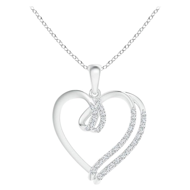 ANGARA Colgante de corazón de doble capa con diamante natural de 0,25 ctw en platino