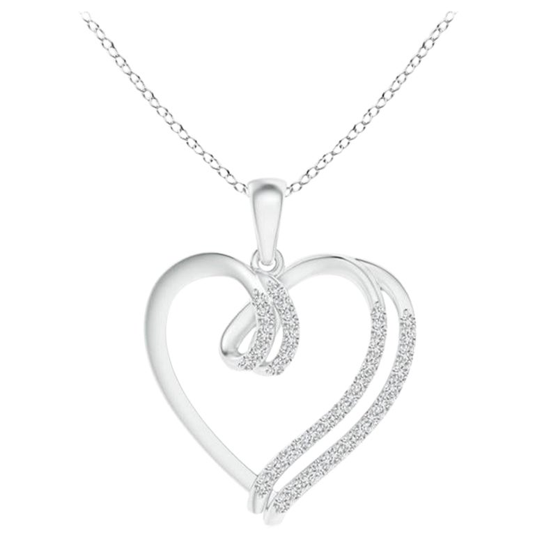 ANGARA Colgante de corazón de doble capa con diamante natural de 0,25 ctw en platino