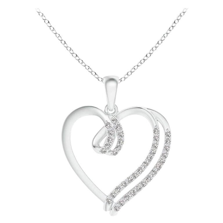 ANGARA Colgante de corazón de doble capa con diamante natural de 0,25 ctw en platino