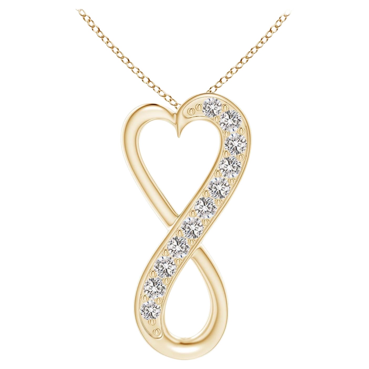 ANGARA Ciondolo a cuore infinito con diamante naturale da 0,2 carati in oro giallo 14K (I-J)
