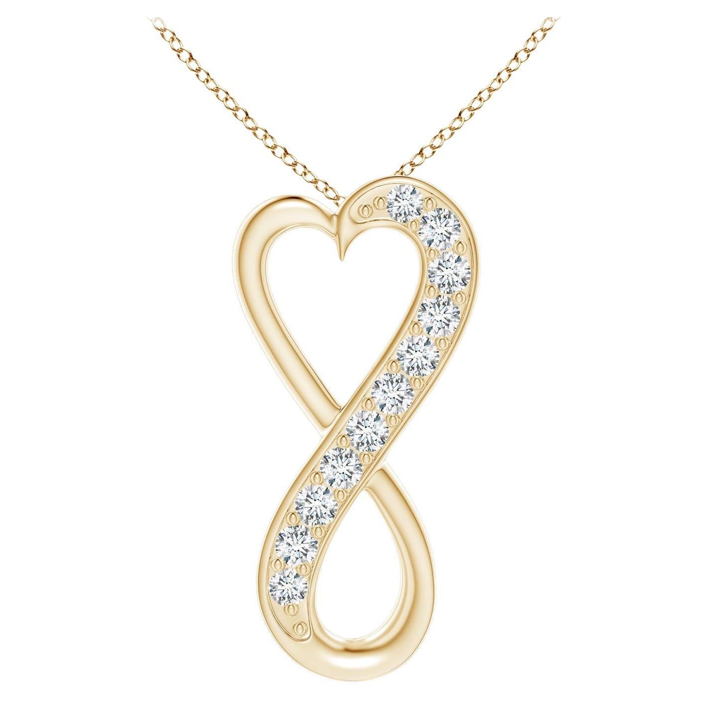 ANGARA Ciondolo a cuore infinito con diamante naturale da 0,2 carati in oro giallo 14K (G, VS2)