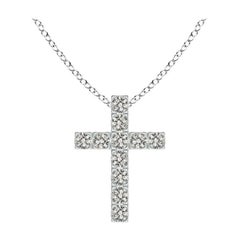 ANGARA Natural 0.38cttw Diamond Cross Pendant in 14K White Gold (Color- K, I3)
