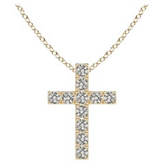 ANGARA Pendentif croix en or jaune 14K avec diamant naturel 0.38cttw (Couleur- K, I3)