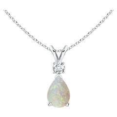 ANGARA Colgante Lágrima de Ópalo Natural de 0.42ct con Diamante en Platino