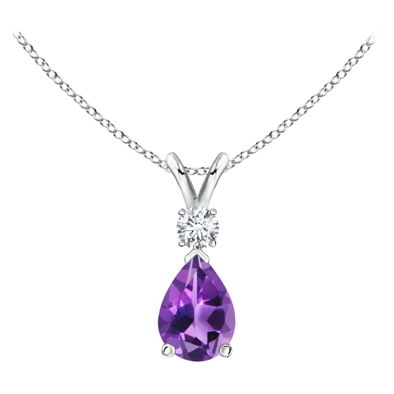 ANGARA Natürlicher 0,60 Karat Amethyst-Tropfen-Anhänger mit Diamant in Platin