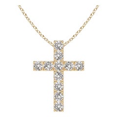 ANGARA Pendentif croix en or jaune 14 carats avec diamants naturels 0,75 carat poids total (I-J, I1-I2)