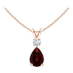 ANGARA Pendentif goutte d'eau en or rose 14 carats avec grenat naturel de 0,85 carat et diamants