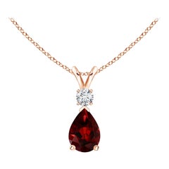 ANGARA Pendentif goutte d'eau en or rose 14 carats avec grenat naturel de 0,85 carat et diamants