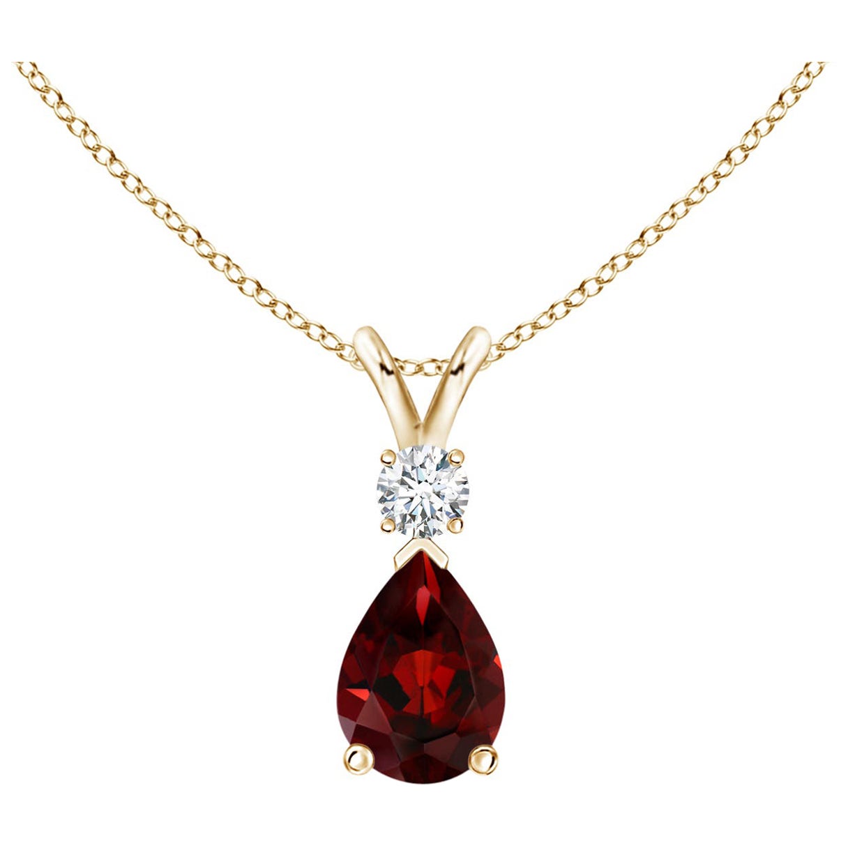 ANGARA Natürlicher 0,85 Karat Granat-Tropfen-Anhänger mit Diamant in 14 Karat Gelbgold