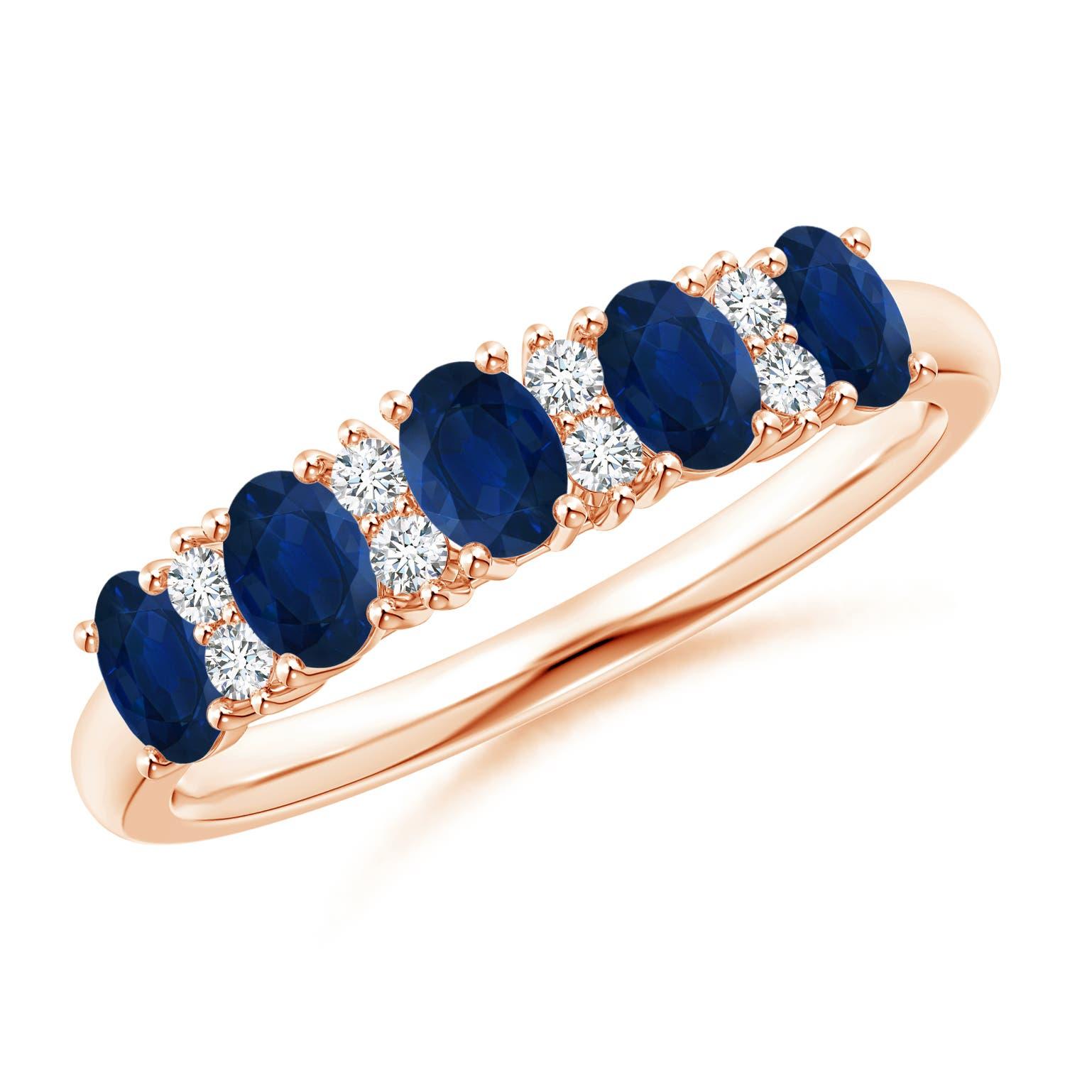 Angara natürlichen 1 ct blauer Saphir und Diamant Ehering in 14K massivem Gold im Angebot 4