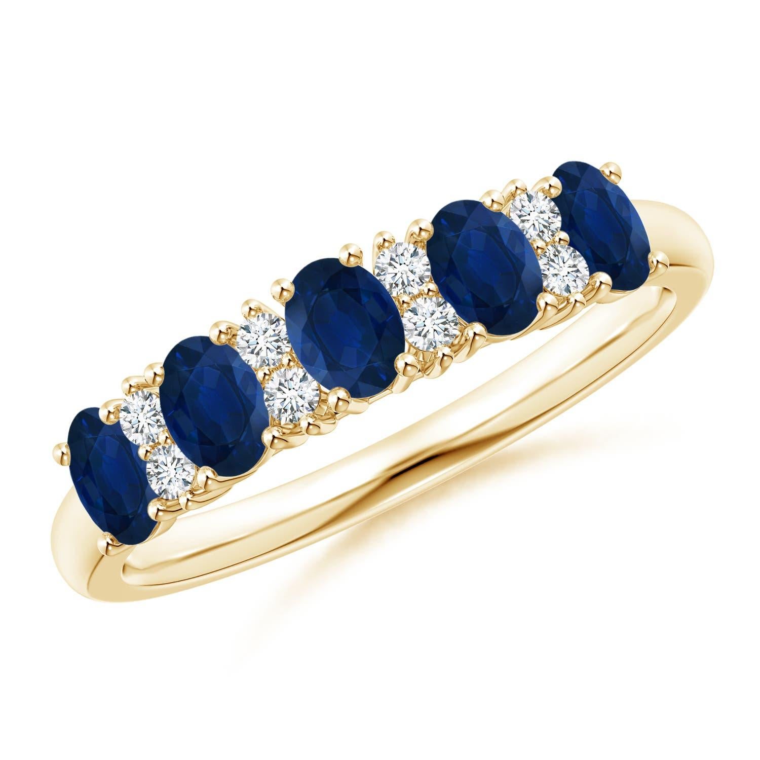 Angara natürlichen 1 ct blauer Saphir und Diamant Ehering in 14K massivem Gold im Angebot 3