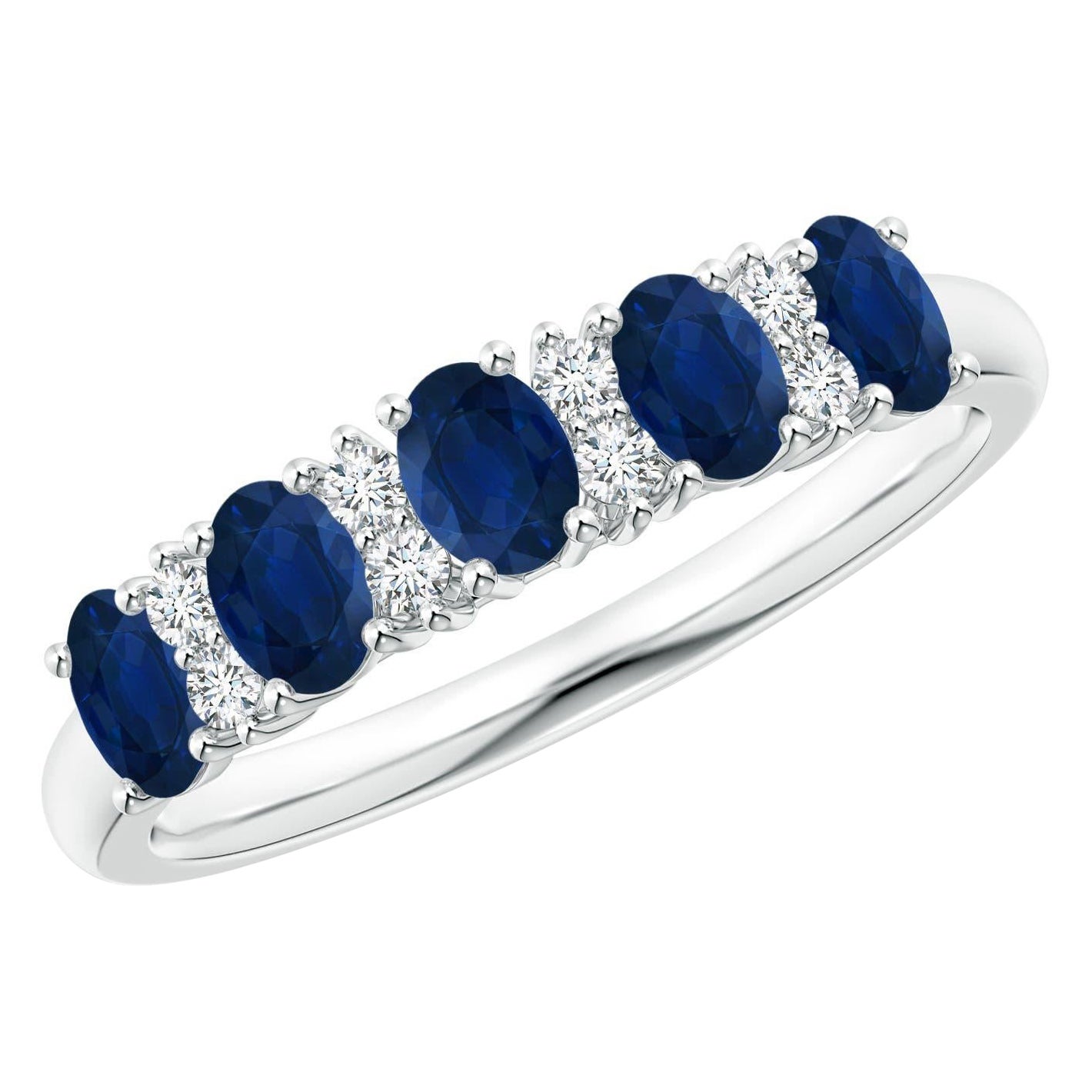 Angara natürlichen 1 ct blauer Saphir und Diamant Ehering in 14K massivem Gold