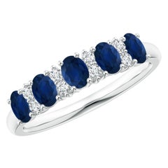 Angara natürlichen 1 ct blauer Saphir und Diamant Ehering in 14K massivem Gold