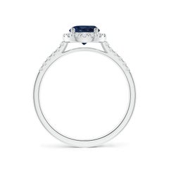 Angara natürlichen 1 ct blauer Saphir Halo Verlobungsring mit Diamant in 14K Gold