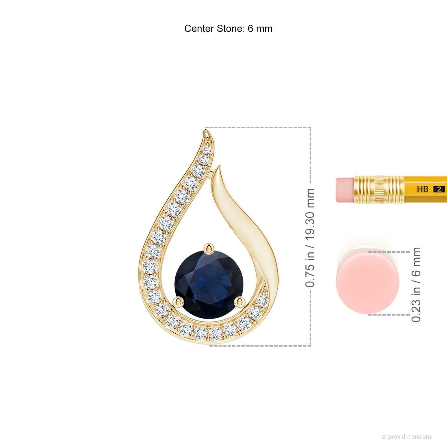 Angara Colgante Tulipán de Zafiro Azul Natural de 1 ct con Diamantes en Oro Amarillo de 14K Corte redondo en venta