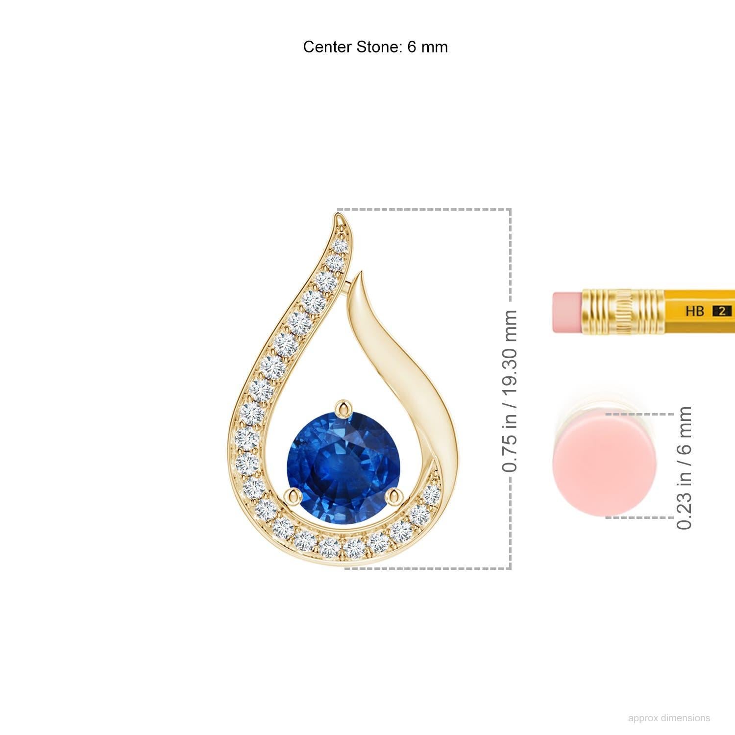 Angara Colgante Tulipán de Zafiro Azul Natural de 1 ct con Diamantes en Oro Amarillo de 14K Corte redondo en venta