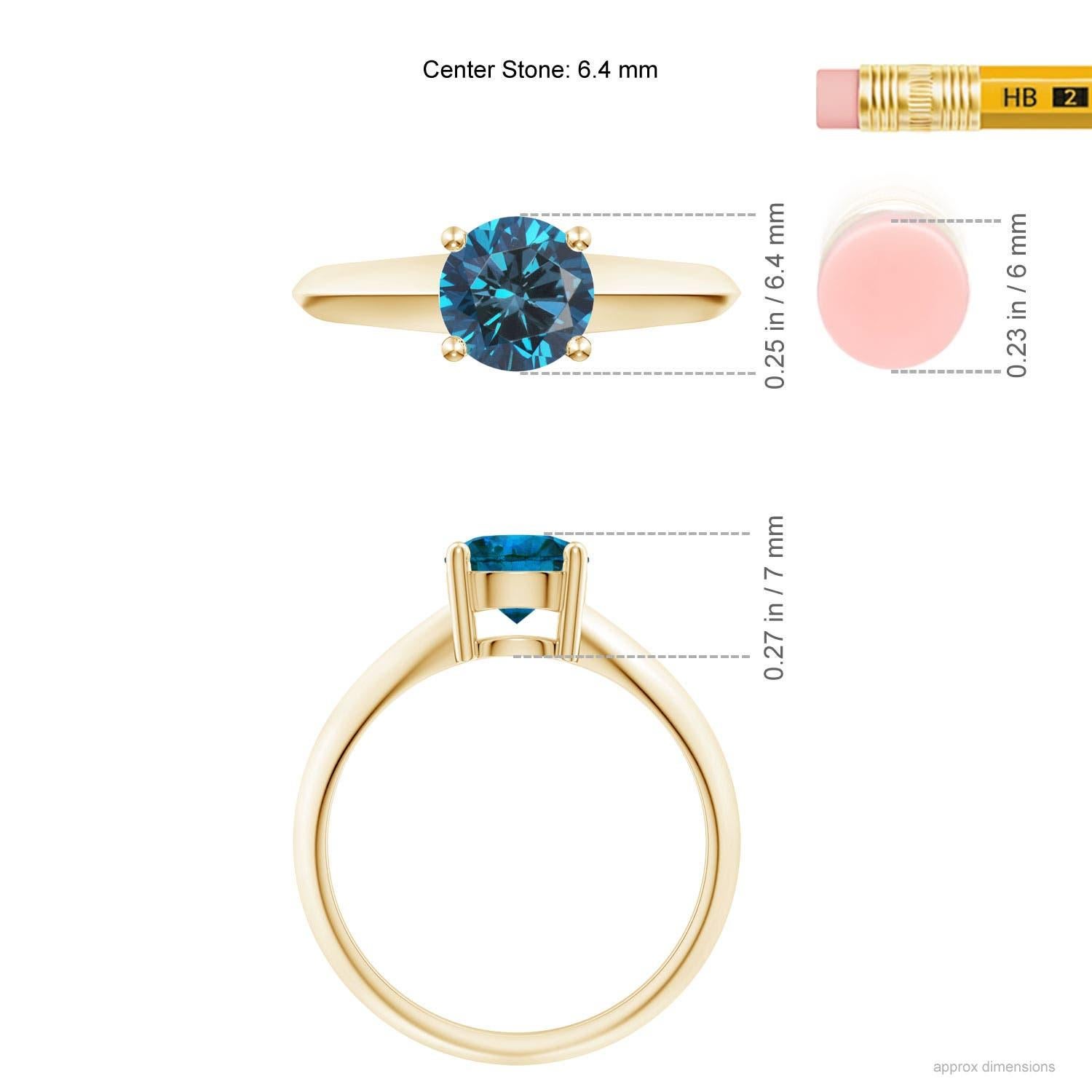 Angara Natural 1 ct Enhanced Blue Diamond Solitär Verlobungsring in 14K Gold im Zustand „Neu“ im Angebot in Los Angeles, CA