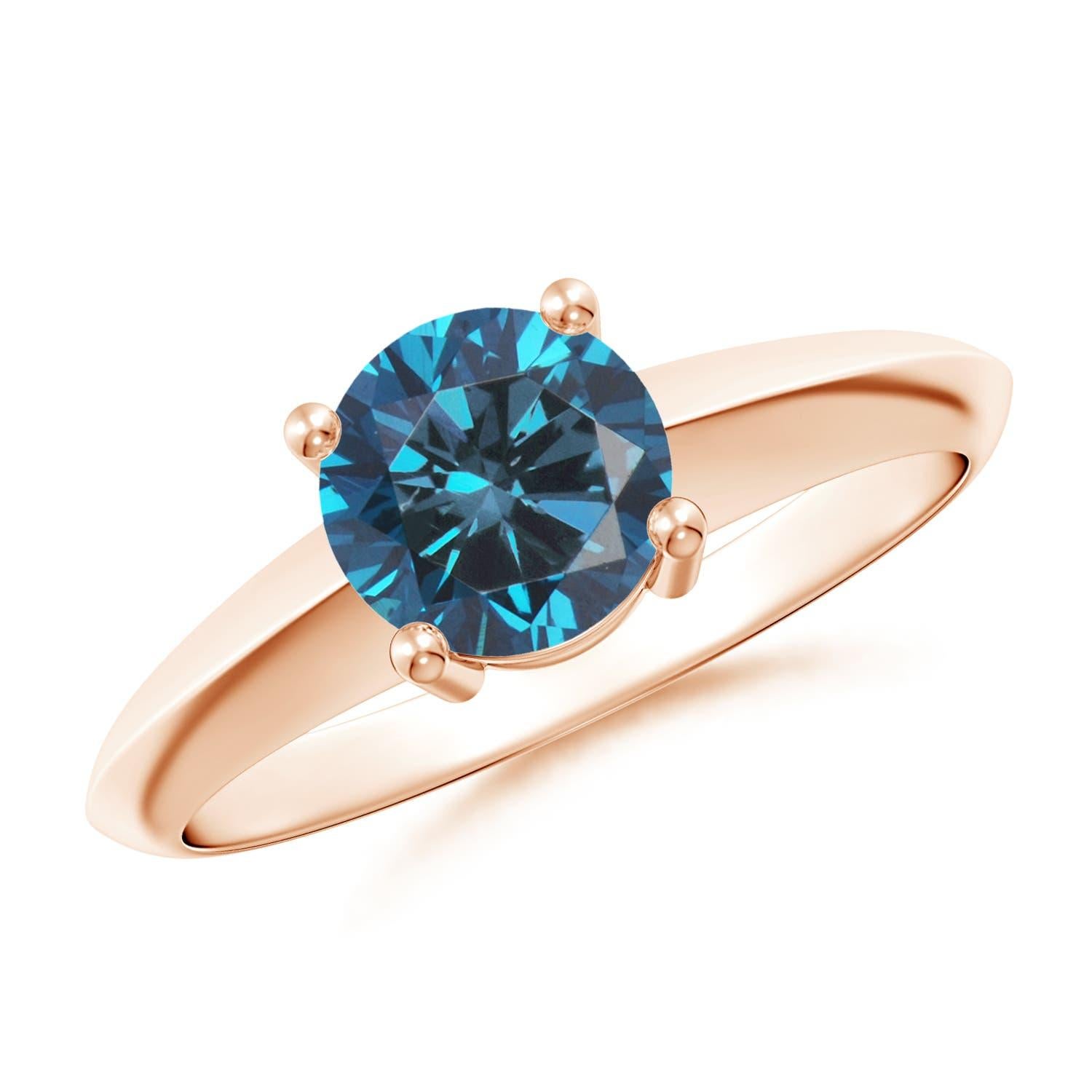 Angara Natural 1 ct Enhanced Blue Diamond Solitär Verlobungsring in 14K Gold im Angebot 1