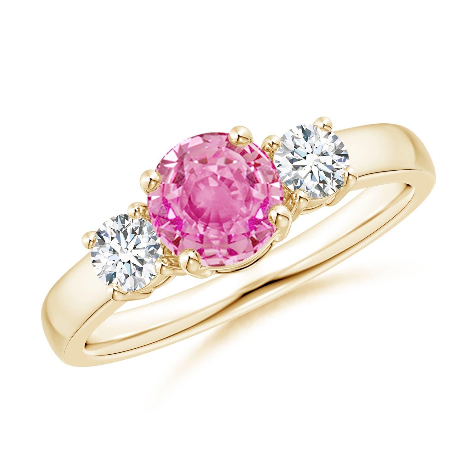 Women's Angara Natural 1 ct Pink Sapphire and Diamond Engagement Ring in 14K Solid Gold For Sale