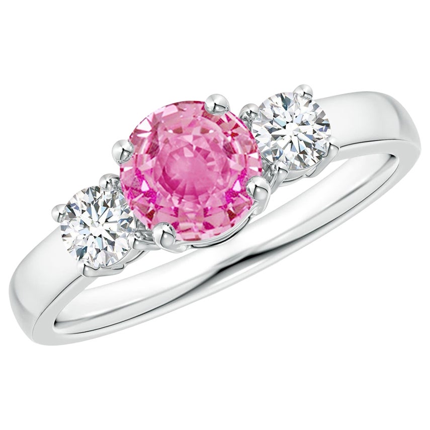 Angara Natural 1 ct Pink Sapphire and Diamond Engagement Ring in 14K Solid Gold