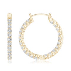 Angara Natural 1.01 ct Diamond Inside Out Eternity Hoop Earrings in 14K Gold