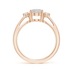 Angara Natural 1.1 ct Opal Solitaire Ring with Diamond in 14K Solid Gold