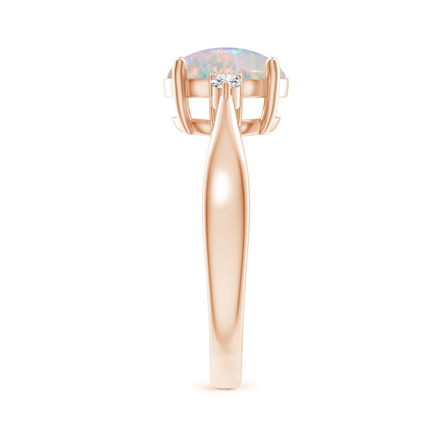 Angara natürlichen 1,1 ct Opal Solitär-Ring mit Diamant in 14K massivem Gold (Ovalschliff) im Angebot