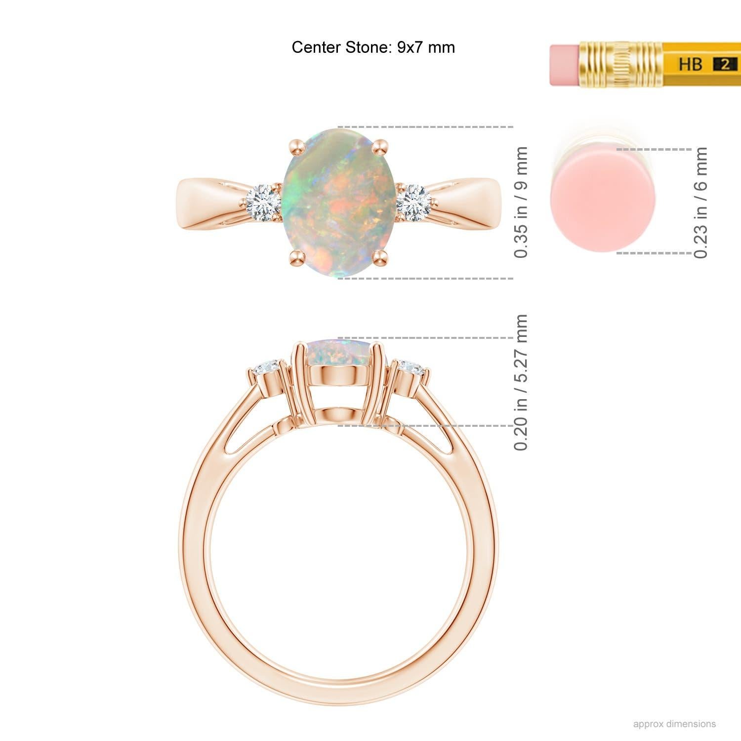 Angara natürlichen 1,1 ct Opal Solitär-Ring mit Diamant in 14K massivem Gold Damen im Angebot