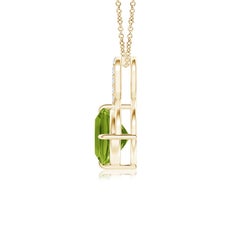 Angara Natural 1.1 ct Peridot Infinity Pendant with Diamonds in 14K Solid Gold