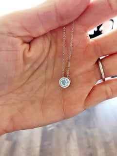 Angara Art Deco Natural 1.12ct Aquamarine Solitaire Necklace in 14K Solid Gold