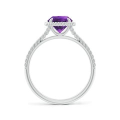 Angara Natural 1.15 ct Amethyst Twist Rope Split Shank Ring in 14K Solid Gold