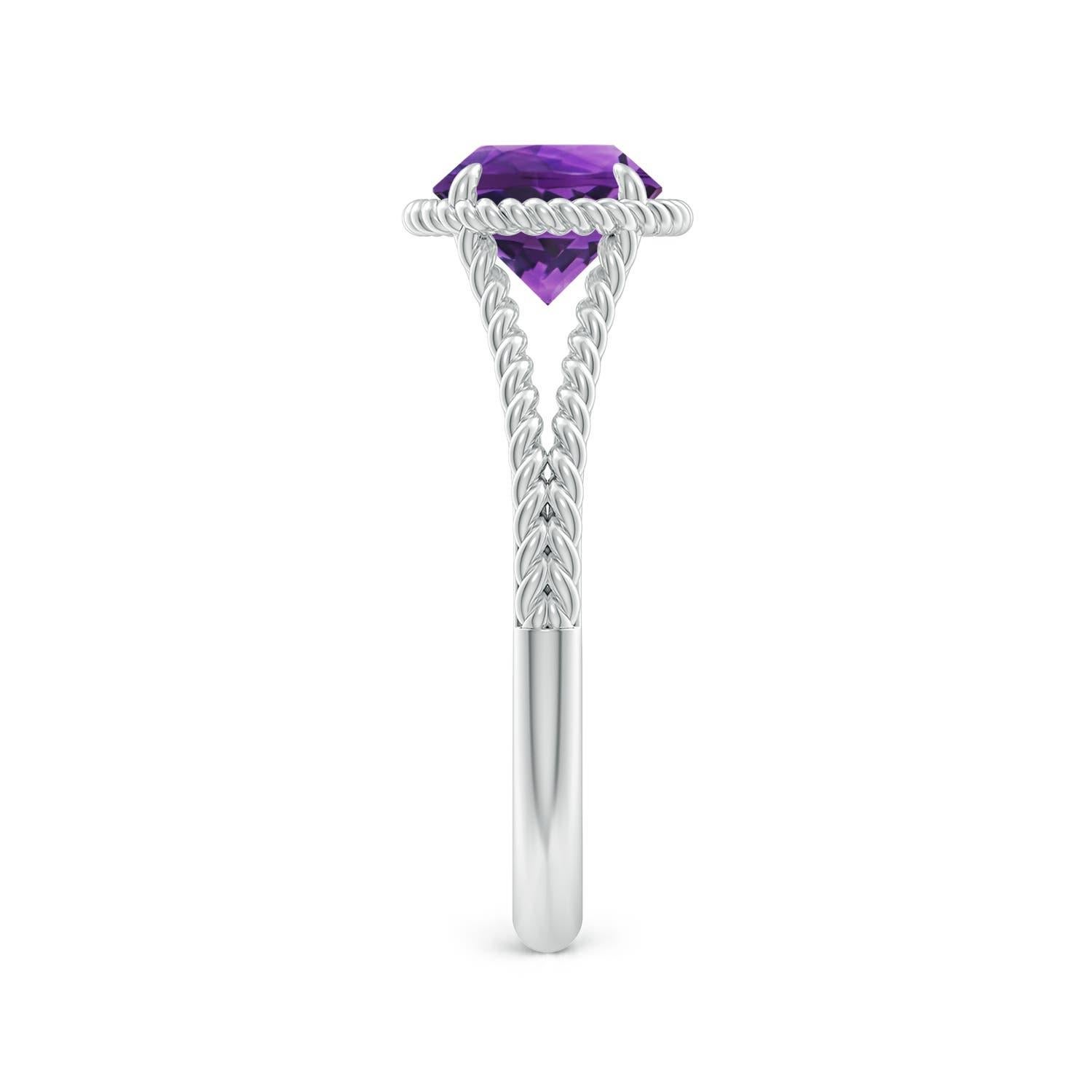 Angara natürlichen 1,15 ct Amethyst Twist Seil Split Shank Ring in 14K massivem Gold (Rundschliff) im Angebot