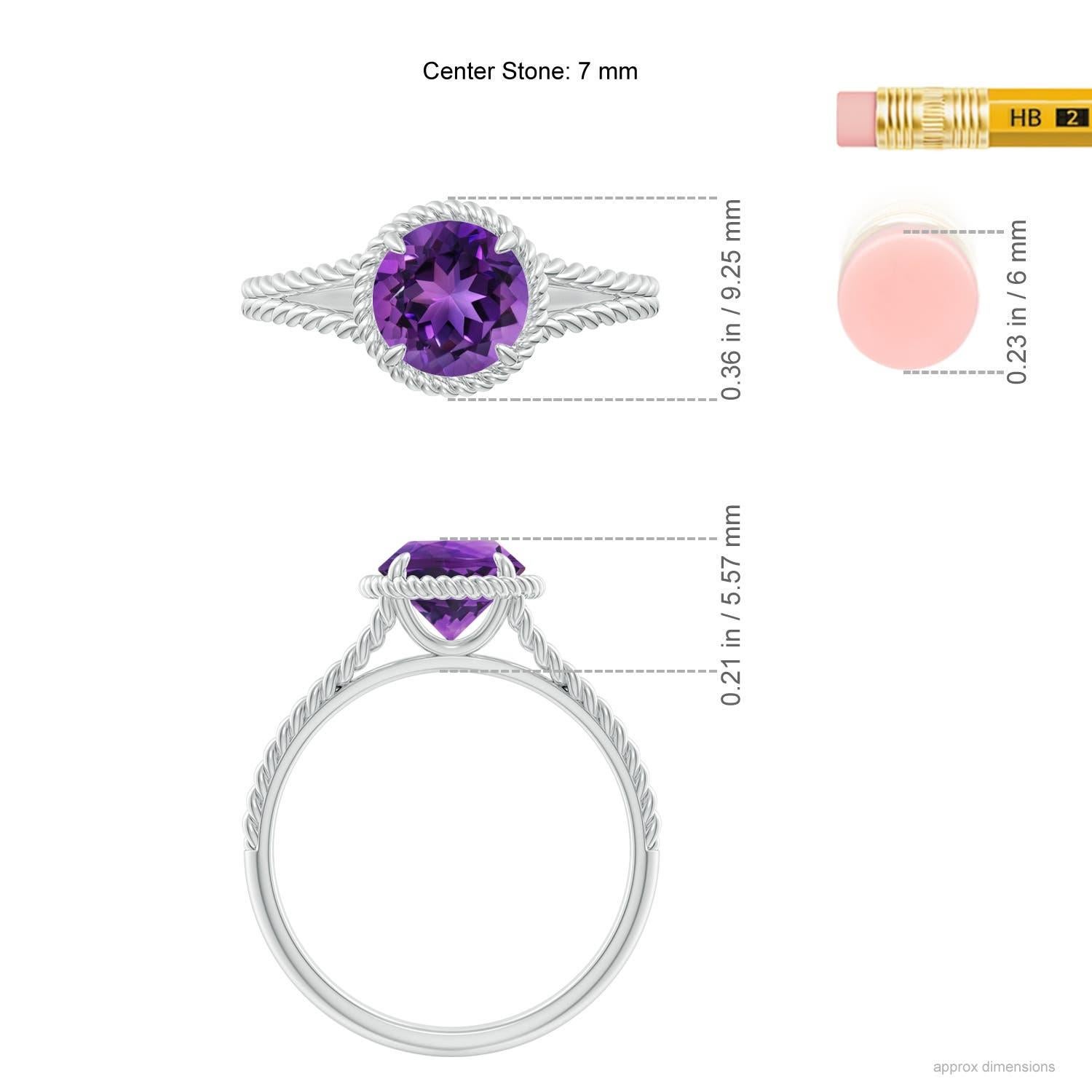 Angara natürlichen 1,15 ct Amethyst Twist Seil Split Shank Ring in 14K massivem Gold Damen im Angebot