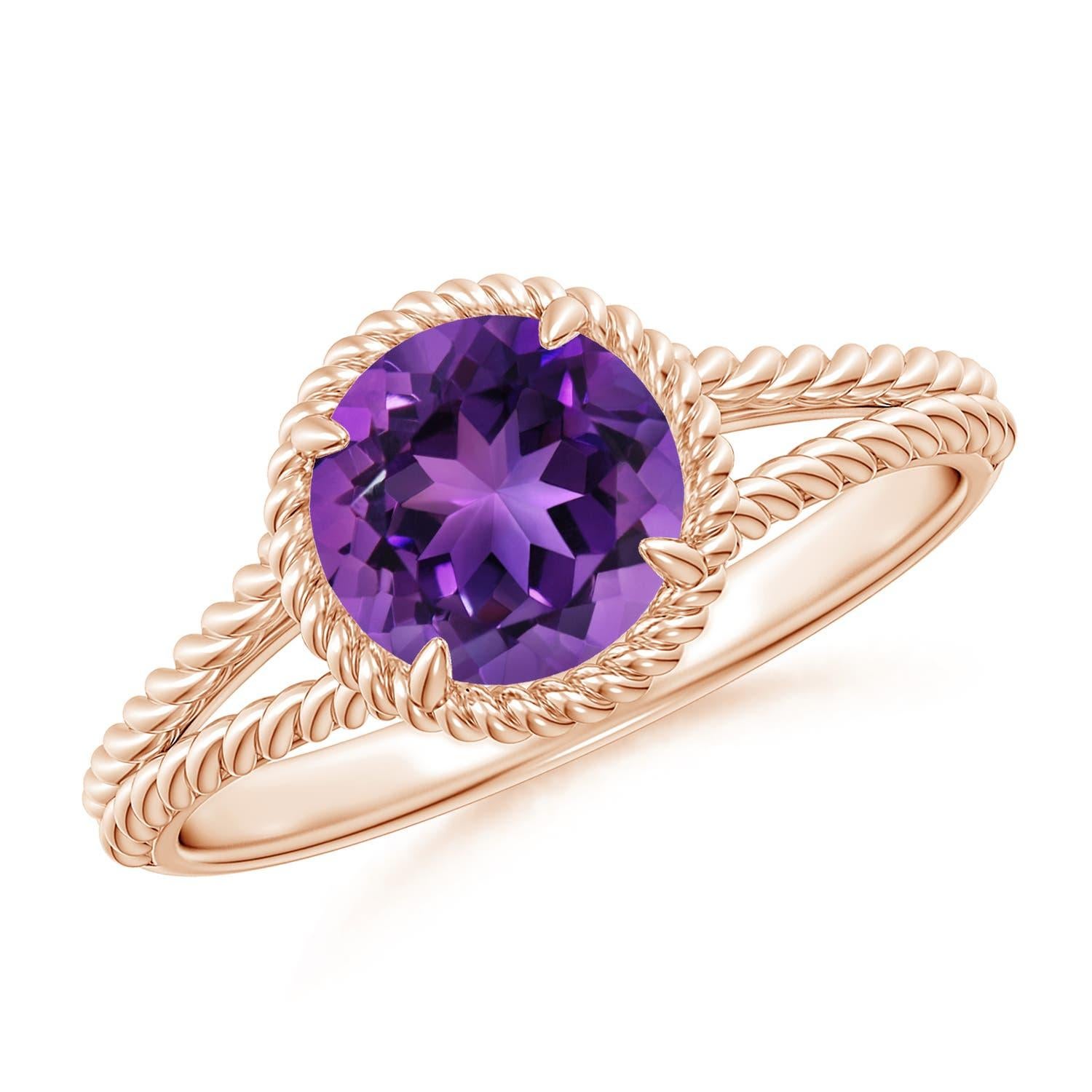Angara natürlichen 1,15 ct Amethyst Twist Seil Split Shank Ring in 14K massivem Gold im Angebot 2