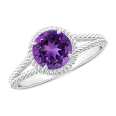 Angara natürlichen 1,15 ct Amethyst Twist Seil Split Shank Ring in 14K massivem Gold