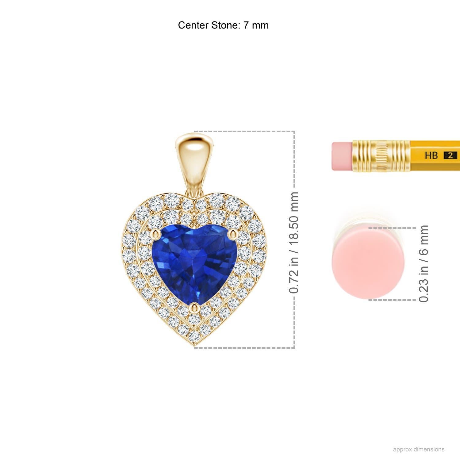 Heart Cut Angara Natural 1.15 ct Blue Sapphire & Diamond Heart Pendant in 14K Yellow Gold For Sale