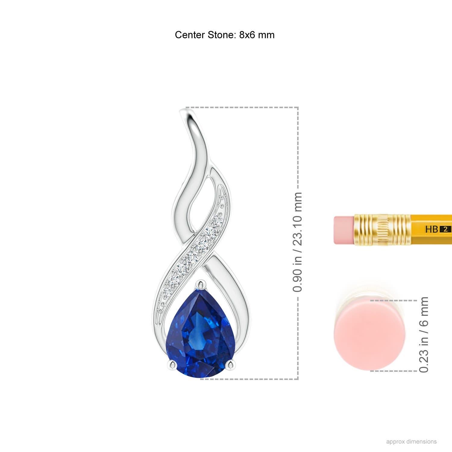 Taglio a goccia Angara Ciondolo Infinity con zaffiro blu da 1,15 carati e diamanti in oro 14 carati in vendita