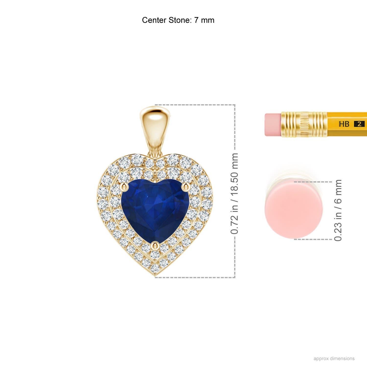 Cuore Angara, zaffiro blu naturale da 1,15 carati e ciondolo a cuore con diamanti in oro giallo 14 carati in vendita