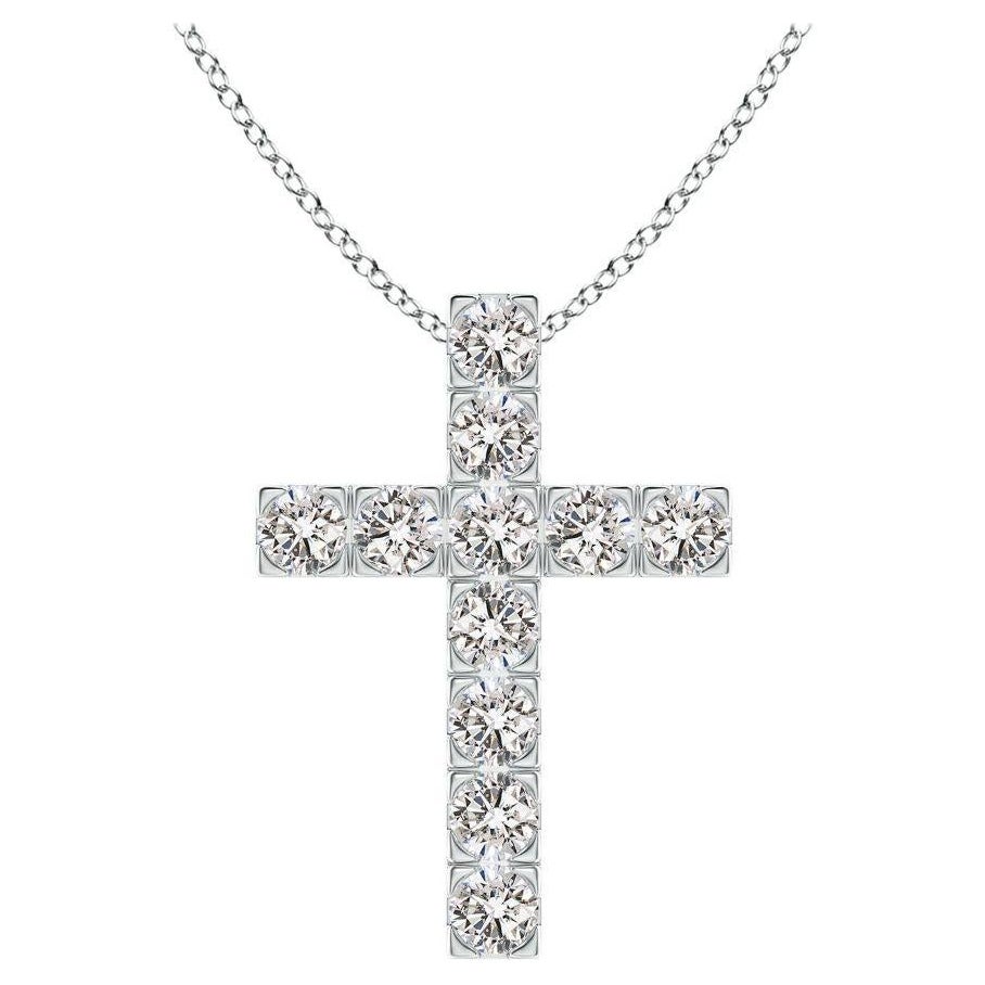 ANGARA Ciondolo a croce con diamante naturale da 1,17cttw in oro bianco 14K (I-J, I1-I2)