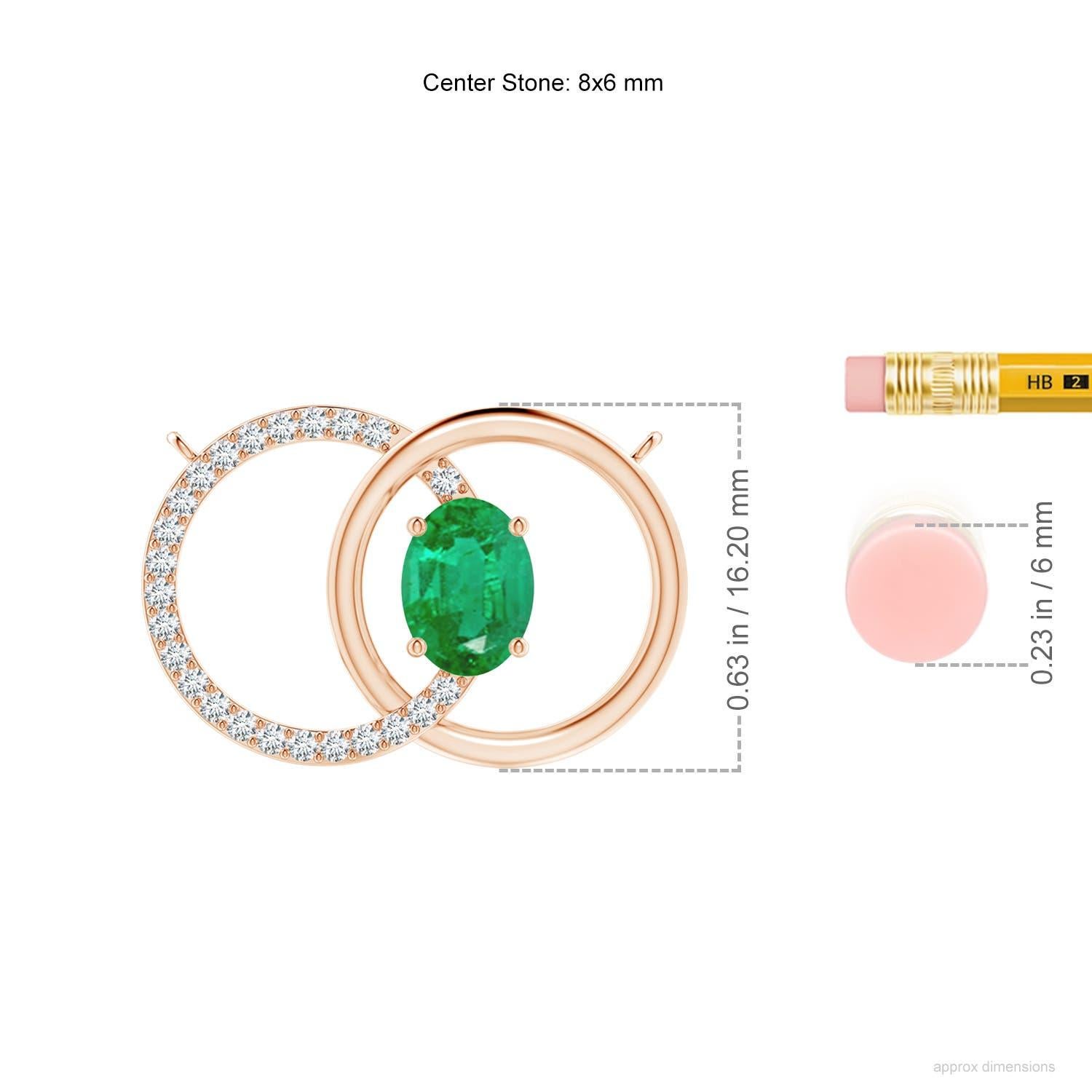 Angara Natural 1,1ct Smaragd Interlocking Kreis Halskette mit Diamant Rose Gold im Zustand „Neu“ im Angebot in Los Angeles, CA