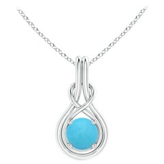 Angara Natural 1.1ct Turquoise Solitaire Infinity Knot Pendant in 14K Solid Gold