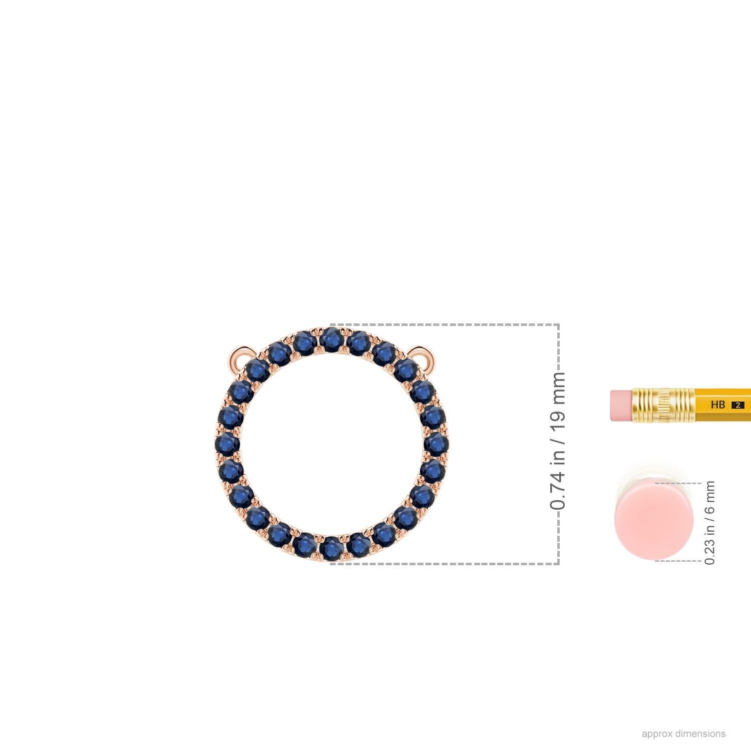 Moderno Ciondolo a cerchio per l'eternità con zaffiro blu da 1,2 carati di Angara in oro rosa 14K in vendita