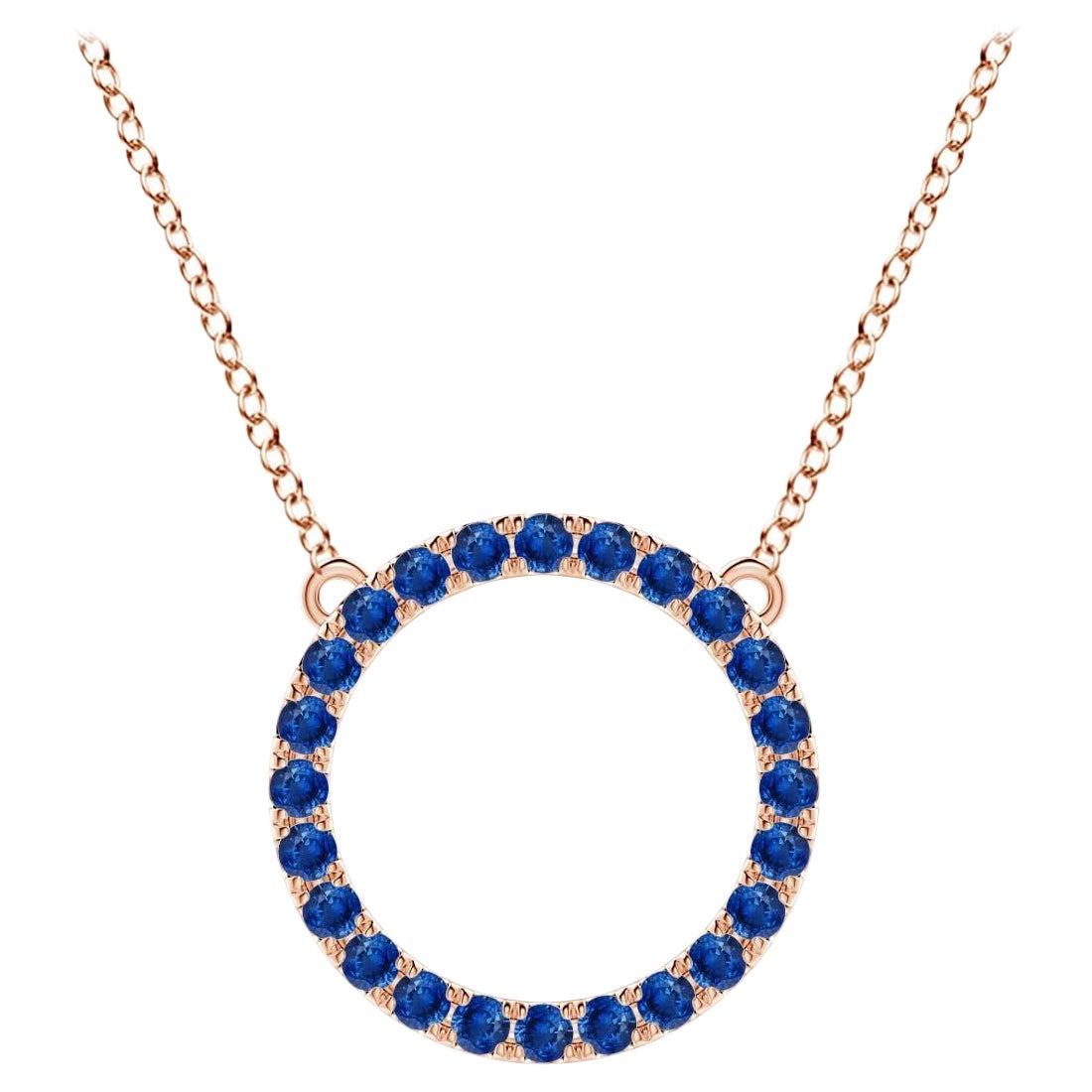 Angara Nature 1.2 ct Blue Sapphire Circle Eternity Pendentif en or rose 14K en vente